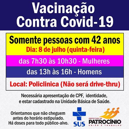 Pessoas com 42 anos de idade, poderão receber o...