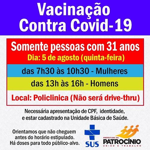 A imunização contra a COVID-19 é retomada em Patrocínio...