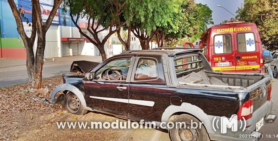 Condutor bate em árvore, foge e idoso fica ferido em acidente