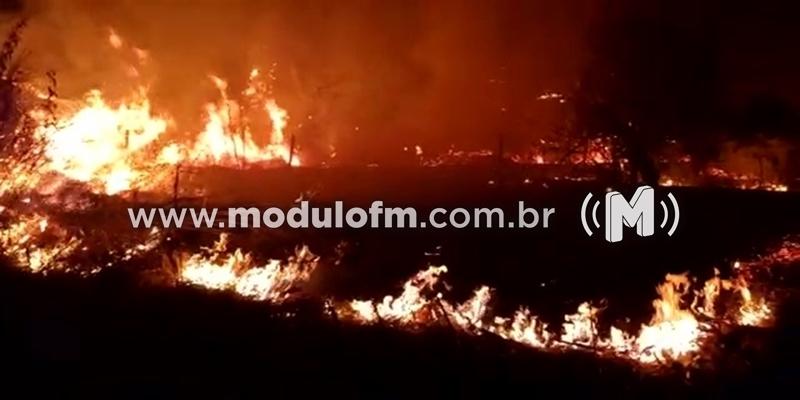 Incêndio de grandes proporções atinge área de reserva e...