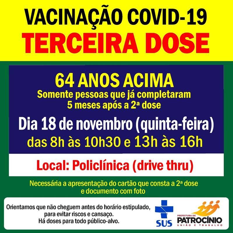 Terceira dose da vacina contra a COVID-19 será aplicada...