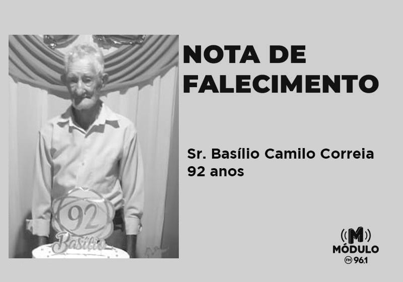 Nota de Falecimento Sr. Basílio Camilo Correia aos 92...