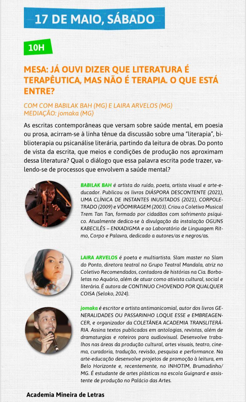 Imagem 1 do post Escritora de Patrocínio, Laira Arvelos, participa de mesa na Academia Mineira de Letras em BH