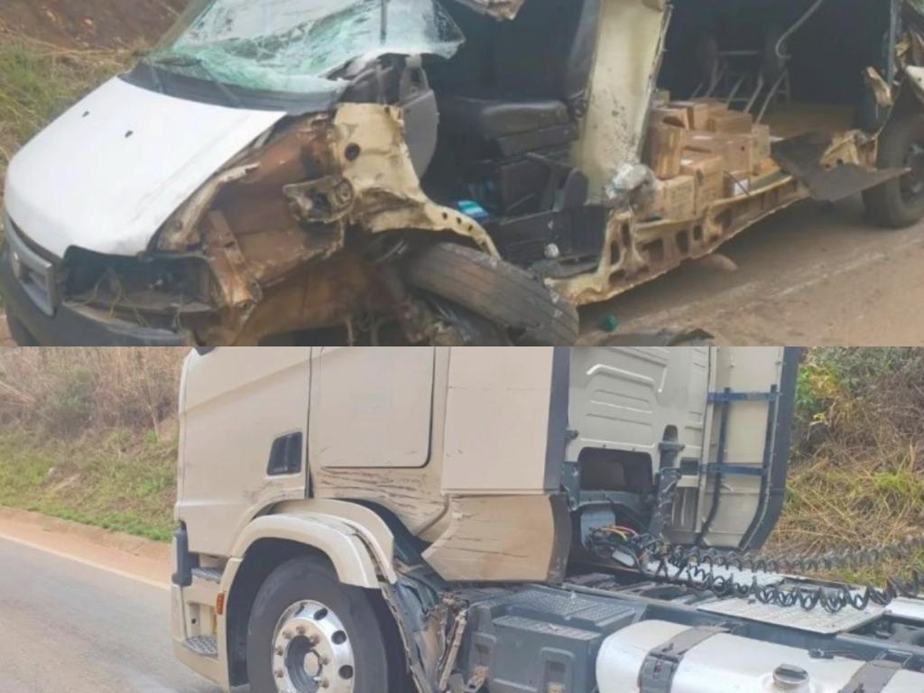 Colisão entre caminhonete e veículo de carga deixa ferido na BR-352, em Abadia dos Dourados