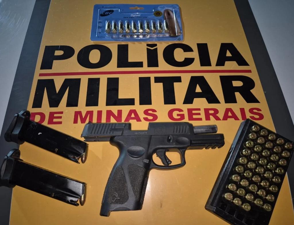 Homem é preso com pistola 9mm e quase 80...