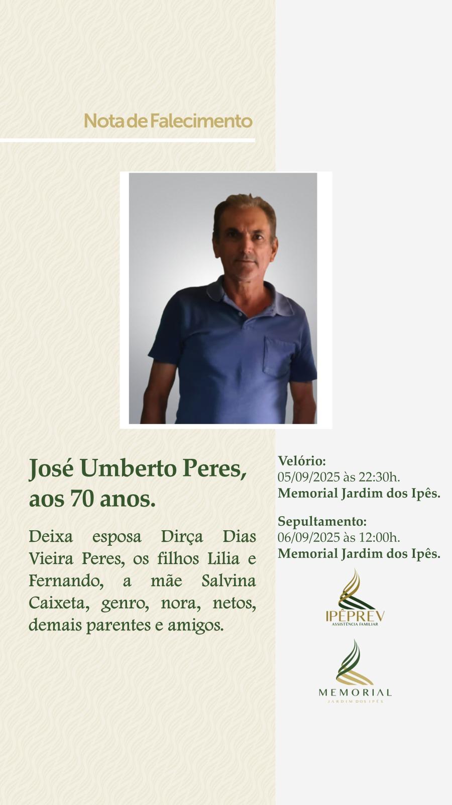 Imagem 1 do post Nota de Falecimento: José Umberto Peres, aos 70 anos