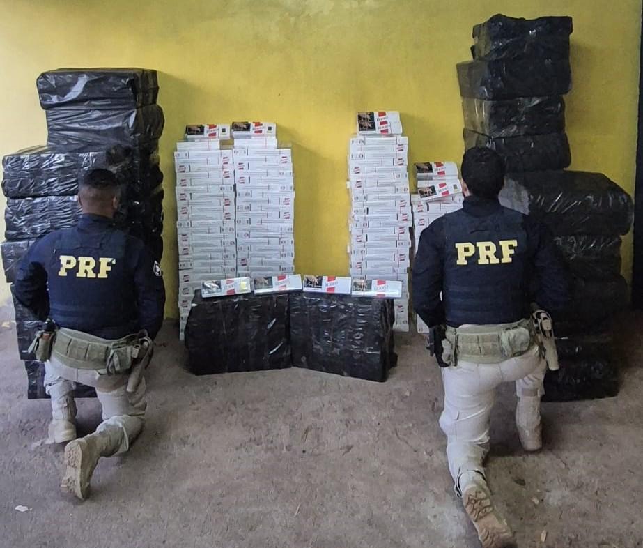 PRF apreende 25 mil maços de cigarros contrabandeados na...