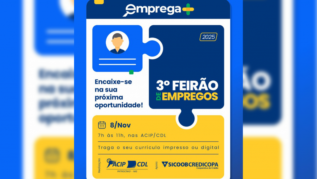 Feirão de empregos das ACIP/CDL oferece mais de 270 vagas neste sábado em Patrocínio