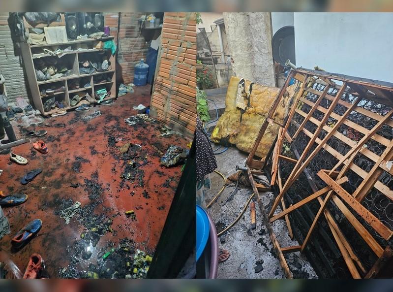 Curto-circuito provoca incêndio em casa no bairro Santo Antônio, em Patrocínio