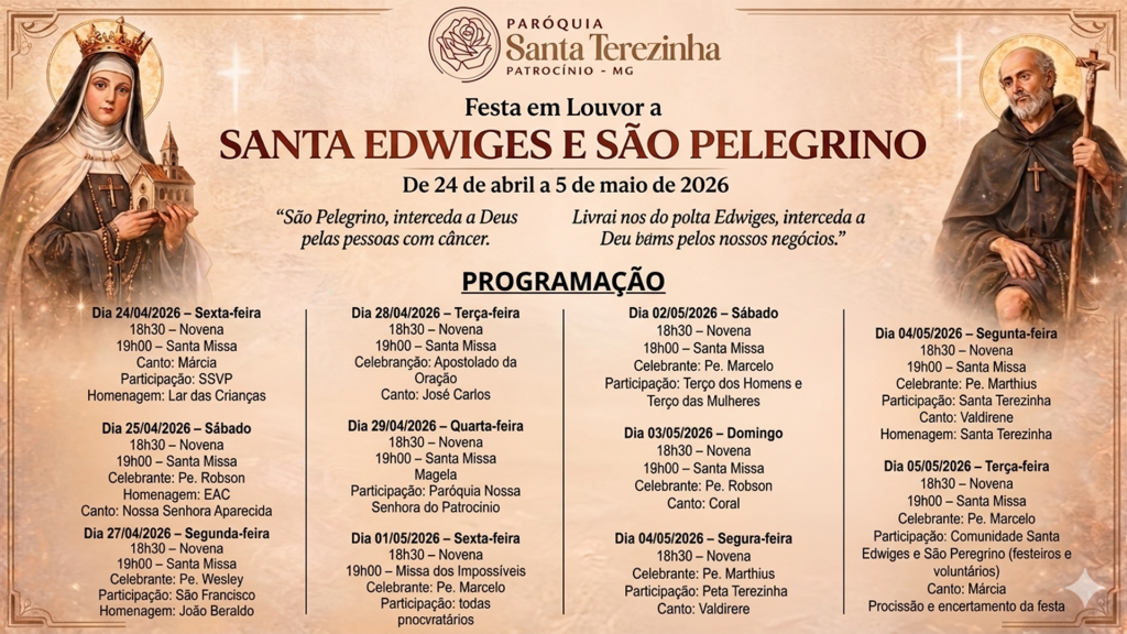 Festa de Santa Edwiges e São Pelegrino termina nesta...